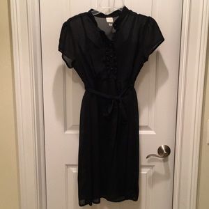 Merona Black Short Sleeved Tie Front Dress